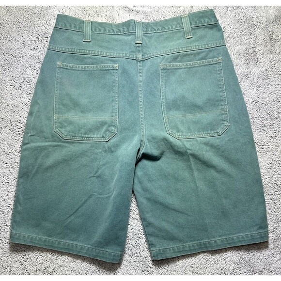 Vintage 90s Streetwear Mens 38 Faded Baggy Loose Denim Short Green Skater Grunge - Picture 12 of 14